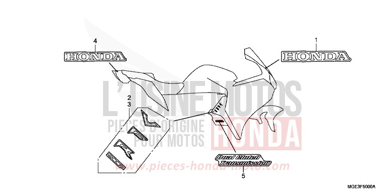 STRIPE/MARK for VFR1200F Dual Clutch PEARL SUNBEAM WHITE (NHA66) from 2013